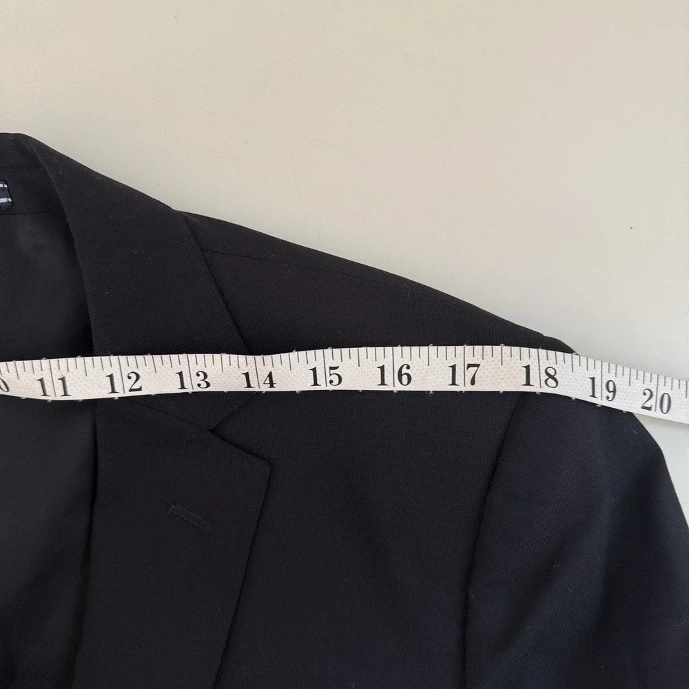 Massimo Dutti Wool‎ Blazer Sport Coat Black Size 44 2-Button Double Vented